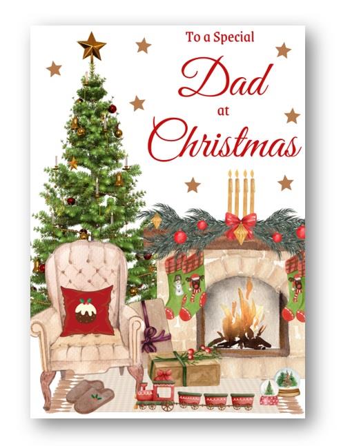 Second Ave Dad Christmas Home Fireplace Xmas Holiday Festive Greetings Card