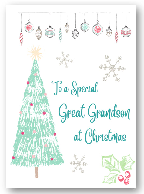 Second Ave Great Grandson Christmas Tree Xmas Holiday Festive Greetings Card