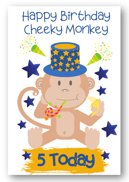 Second Ave Age 5 Children's Kids Monkey 5th Birthday Card Greetings Card