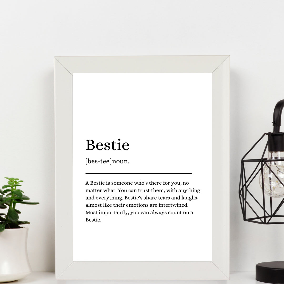 Second Ave White Framed A4 Bestie Definition Quote Word Wall Art Print Birthday Gift Home Decor