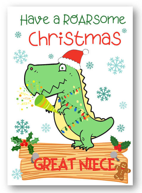 Second Ave Great Niece Dinosaur Children's Kids Christmas Xmas Holiday Festive Greetings Card