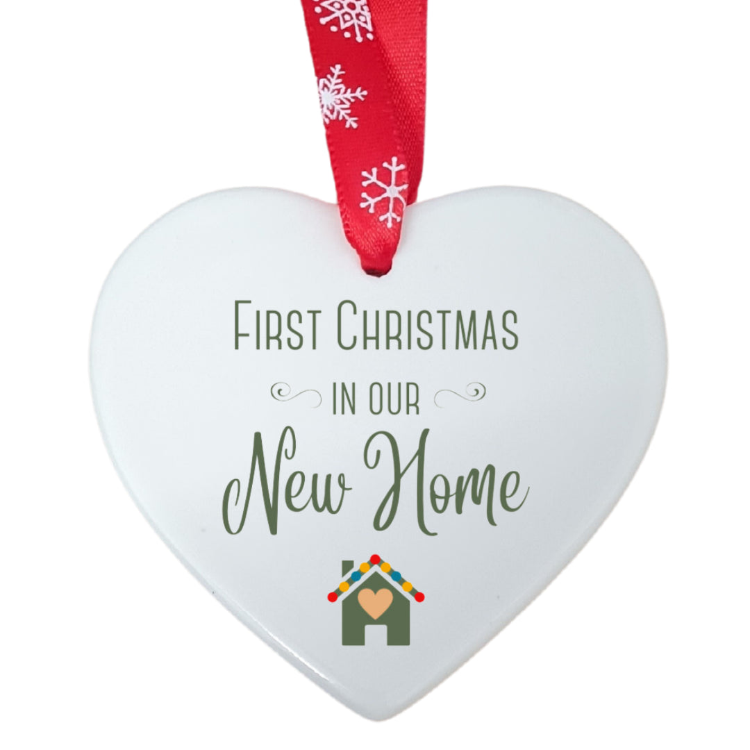 Second Ave First Christmas in Our New Home White Ceramic Hanging Heart Christmas Xmas Tree Decoration Bauble