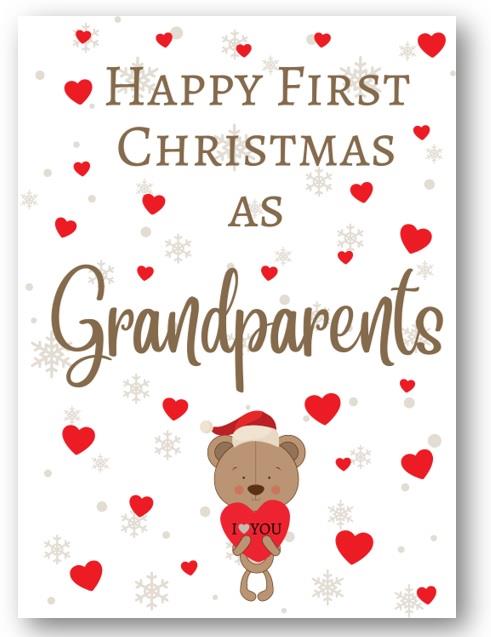 Second Ave Happy First Christmas as Grandparents Bear Xmas Holiday Festive Greetings Card