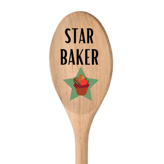 Second Ave Star Baker 12" Wooden Spoon Chef Baking Novelty Gift