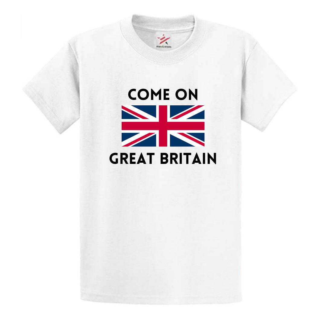 Second Ave Adult Unisex Come on Great Britain Supporter Olympics White T Shirt Top Kit