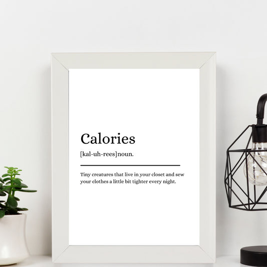 Second Ave White Framed A4 Calories Definition Quote Word Wall Art Print Birthday Gift Home Decor