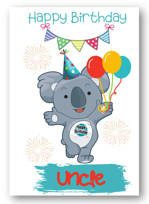 Second Ave Uncle Children's Kids Koala Bear Birthday Card For Him Greetings Card