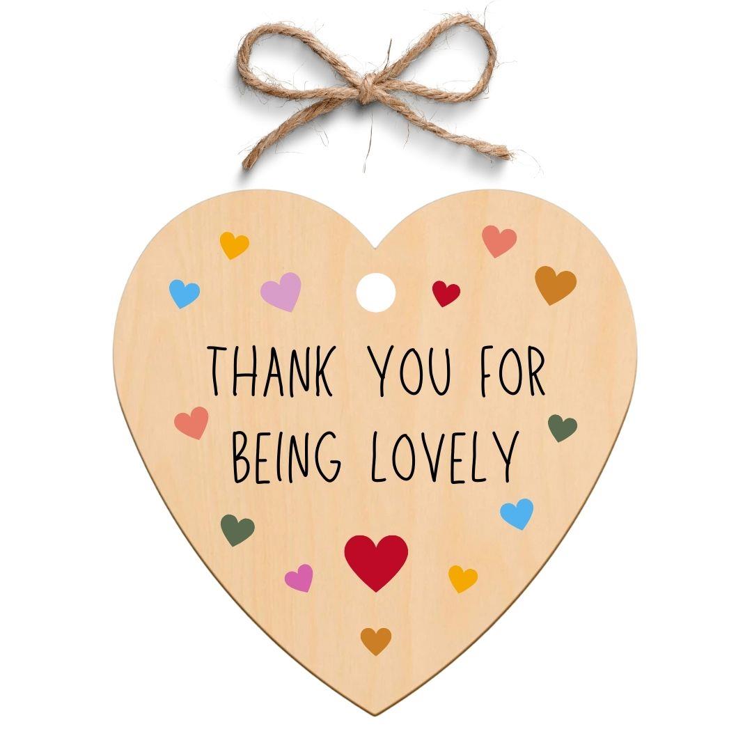 Second Ave Thank You For Being Lovely Wooden Hanging Friendship Heart Gift Plaque