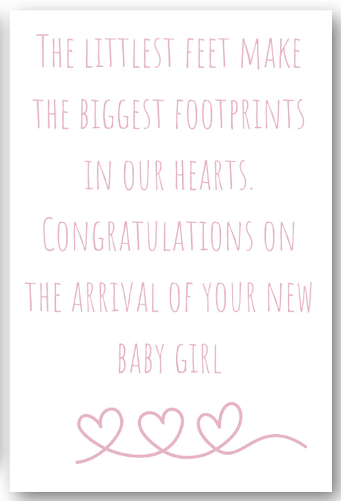 Second Ave The Biggest Footprints In Our Hearts Newborn Baby Girl Congratulations Card