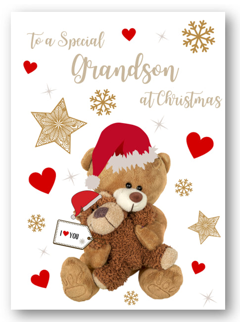 Second Ave Grandson Bear Heart Christmas Xmas Holiday Festive Greetings Card