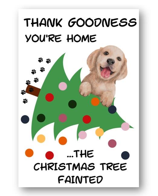 Second Ave Funny Dog Christmas Tree Fainted Xmas Holiday Festive Greetings Card