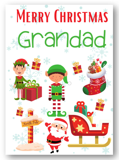 Second Ave Grandad Santa Elf Workshop Children's Kids Christmas Xmas Holiday Festive Greetings Card