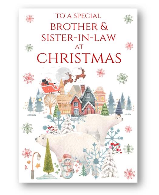 Second Ave Brother & Sister-in-Law Christmas Polar Bear Xmas Holiday Festive Greetings Card