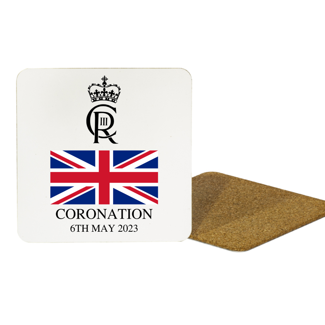 Second Ave King Charles III Royal Coronation Great Britain White MDF Coaster Keepsake Memorabilia Gift