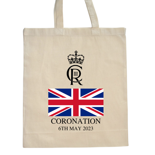 Second Ave Natural Cotton Canvas King Charles III Royal Coronation Great Britain Celebration Souvenir Gift Bag