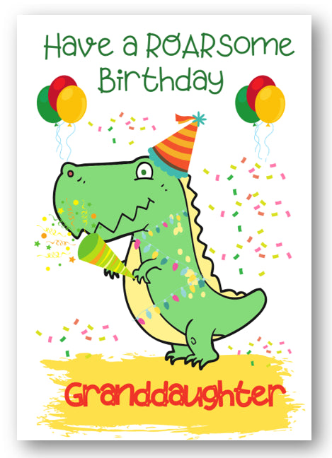 Second Ave Granddaughter Children's Kids Dinosaur Birthday Card For Her Greetings Card