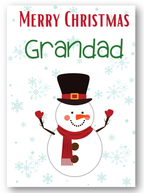 Second Ave Grandad Snowman Children's Kids Christmas Xmas Holiday Festive Greetings Card