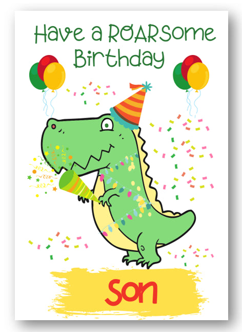 Second Ave Son Children's Kids Dinosaur Birthday Card For Him Greetings Card