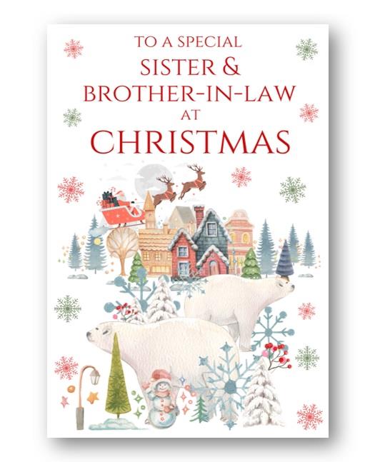 Second Ave Sister & Brother-in-Law Christmas Polar Bear Xmas Holiday Festive Greetings Card