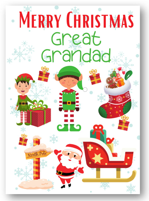 Second Ave Great Grandad Santa Elf Workshop Children's Kids Christmas Xmas Holiday Festive Greetings Card