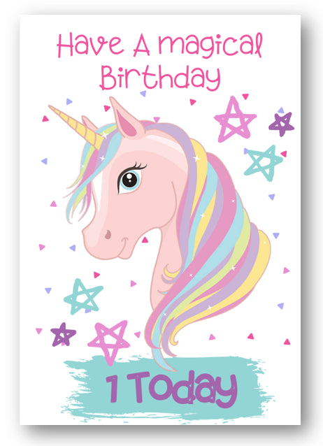 Second Ave Age 1 Children's Kids Magical Unicorn 1st Birthday Card Greetings Card