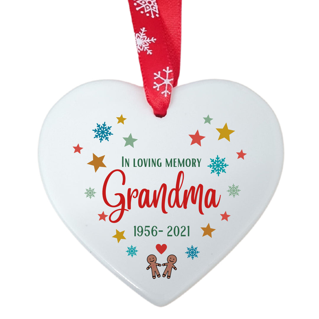 Second Ave Personalised Remembrance Christmas White Ceramic Hanging Heart Christmas Xmas Tree Decoration Bauble