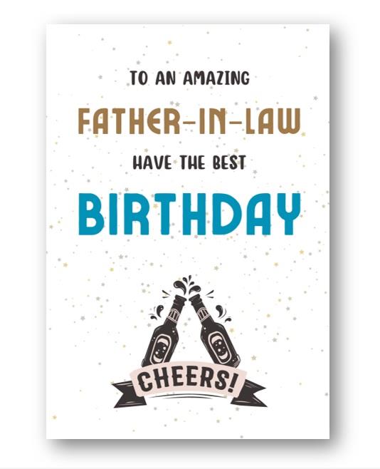 Second Ave Cheers Father-in-Law Birthday Greetings Card