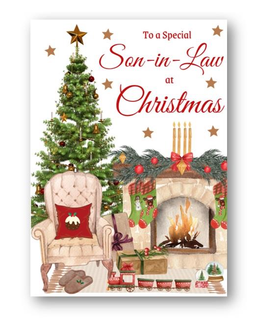 Second Ave Son-in-Law Christmas Home Fireplace Xmas Holiday Festive Greetings Card