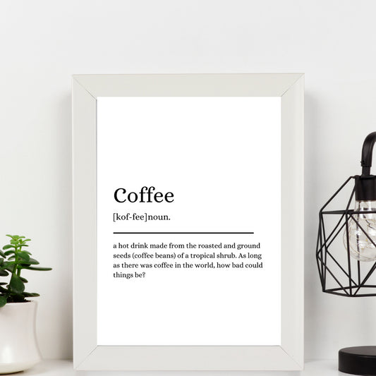 Second Ave White Framed A4 Coffee Definition Quote Word Wall Art Print Birthday Gift Home Decor