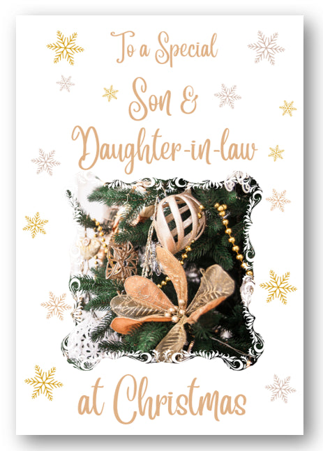 Second Ave Son & Daughter-in-Law Christmas Gold Decoration Xmas Holiday Festive Greetings Card