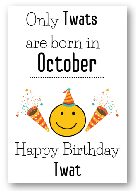 Second Ave Funny Born In October Joke Happy Birthday Card