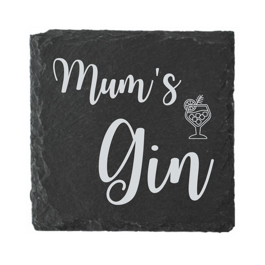 Second Ave Mum's Gin Natural Rock Slate Gin Drinks Coaster Mother's Day Birthday Gift