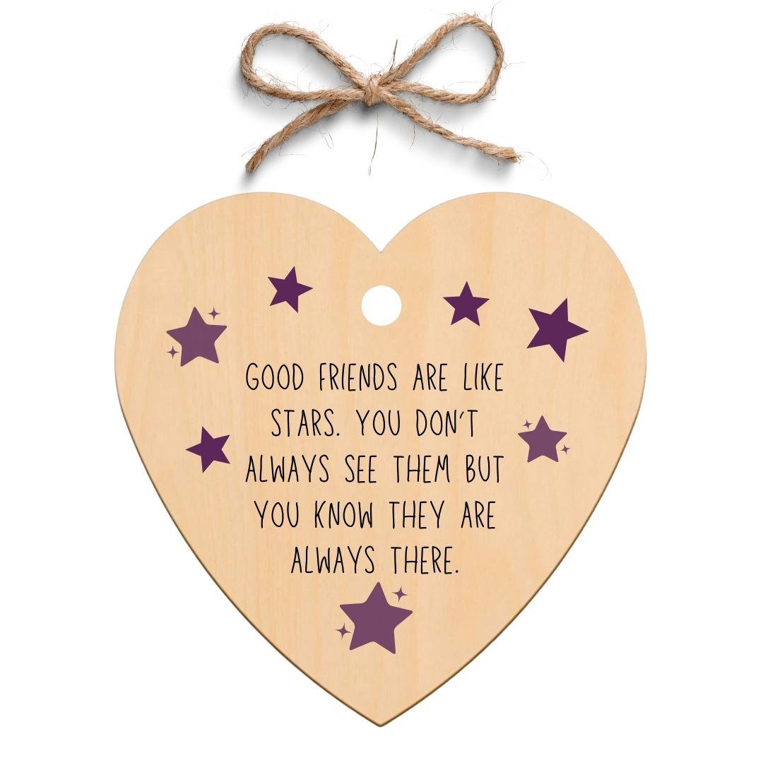 Second Ave Friends Are Like Stars Wooden Hanging Heart Gift Friendship Plaque