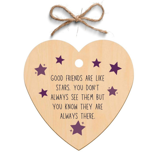 Second Ave Friends Are Like Stars Wooden Hanging Heart Gift Friendship Plaque