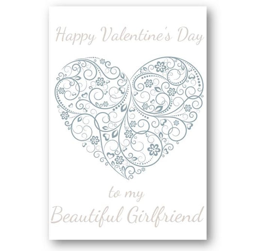 Second Ave Girlfriend Valentine Card For Her Cute Romantic Card - Blue Heart Design