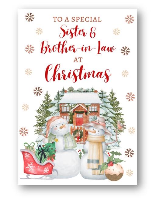 Second Ave Sister & Brother-in-Law Christmas Snowmen Winter Xmas Holiday Festive Greetings Card