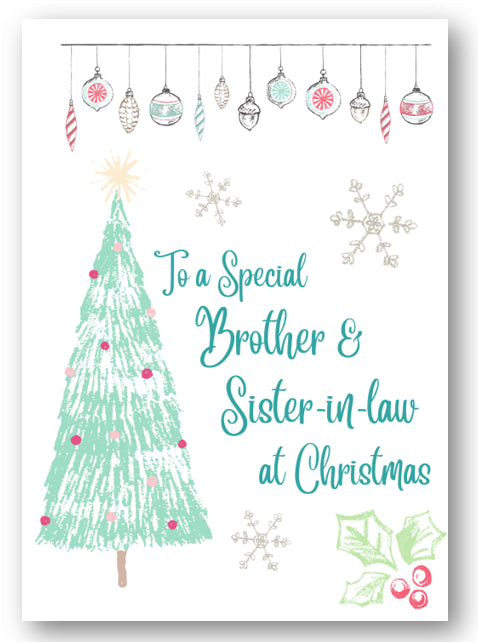 Second Ave Brother & Sister-in-Law Christmas Tree Xmas Holiday Festive Greetings Card