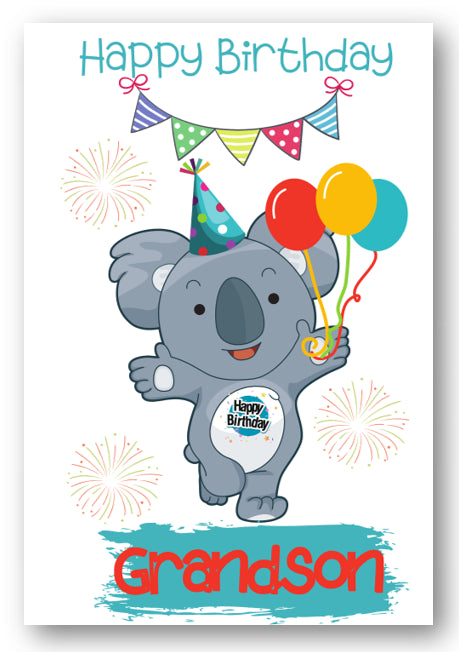 Second Ave Grandson Children's Kids Koala Bear Birthday Card For Him Greetings Card