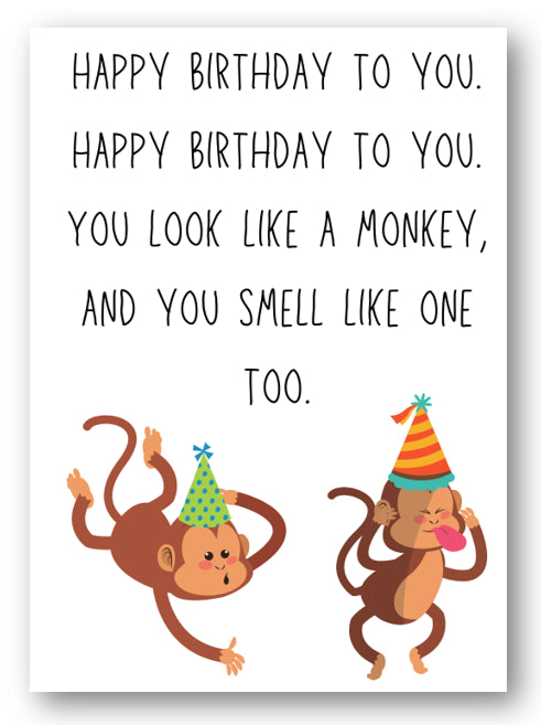 Second Ave Funny Look Like A Monkey Happy Birthday Card