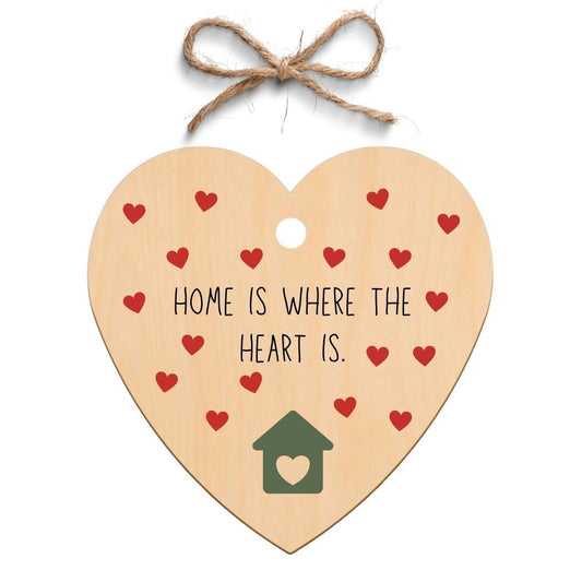 Second Ave Home Is Where The Heart Is Wooden Hanging Heart Gift Plaque