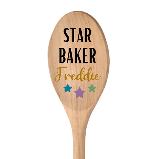 Second Ave Personalised Star Baker 12" Wooden Spoon Chef Baking Novelty Gift