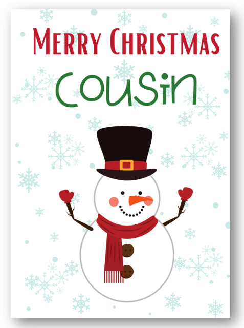 Second Ave Cousin Snowman Children's Kids Christmas Xmas Holiday Festive Greetings Card