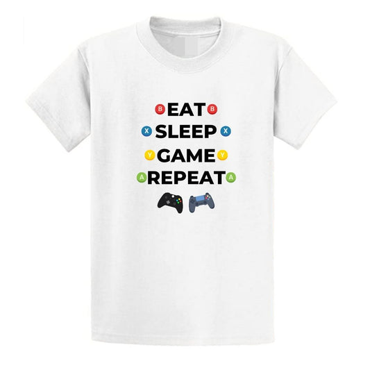 Second Ave Baby/Children's Gamer Eat Sleep Game Repeat White T Shirt Girls or Boys Top