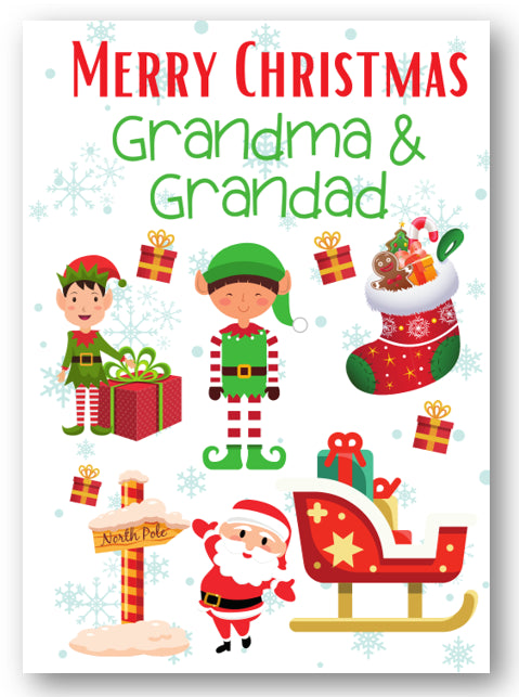 Second Ave Grandma & Grandad Santa Elf Workshop Children's Kids Christmas Xmas Holiday Festive Greetings Card