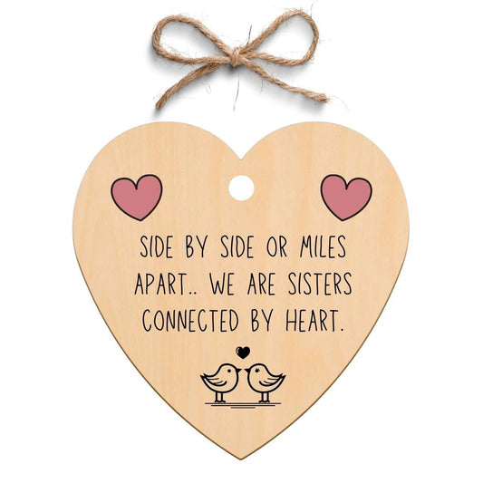 Second Ave Sisters Connected By Heart Wooden Hanging Friendship Heart Gift Plaque