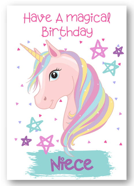 Second Ave Niece Children's Kids Magical Unicorn Birthday Card For Her Greetings Card