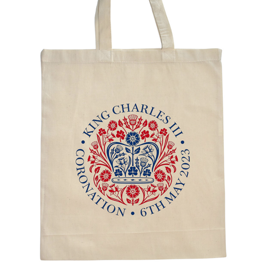 Second Ave Natural Cotton Canvas King Charles III Royal Coronation Emblem Logo Celebration Souvenir Gift Bag