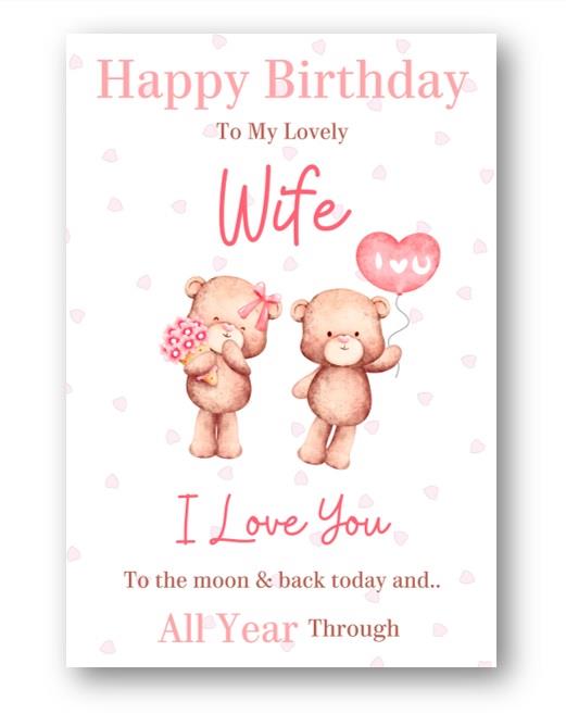 Second Ave To My Lovely Wife I Love You Bear Birthday Greetings Card