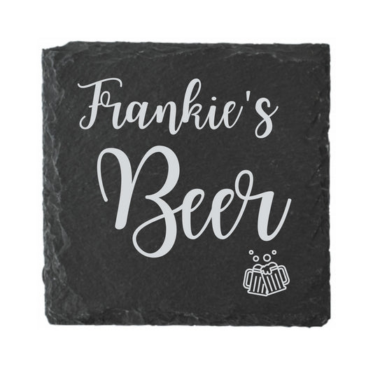 Second Ave Personalised Natural Rock Slate Beer Drinks Coaster Any Name Birthday Gift