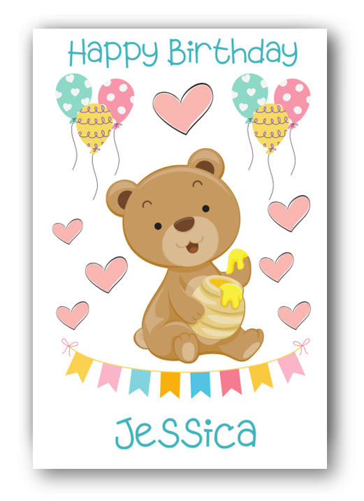 Second Ave Personalised Children's Kids Bear Birthday Card Custom Greetings Card